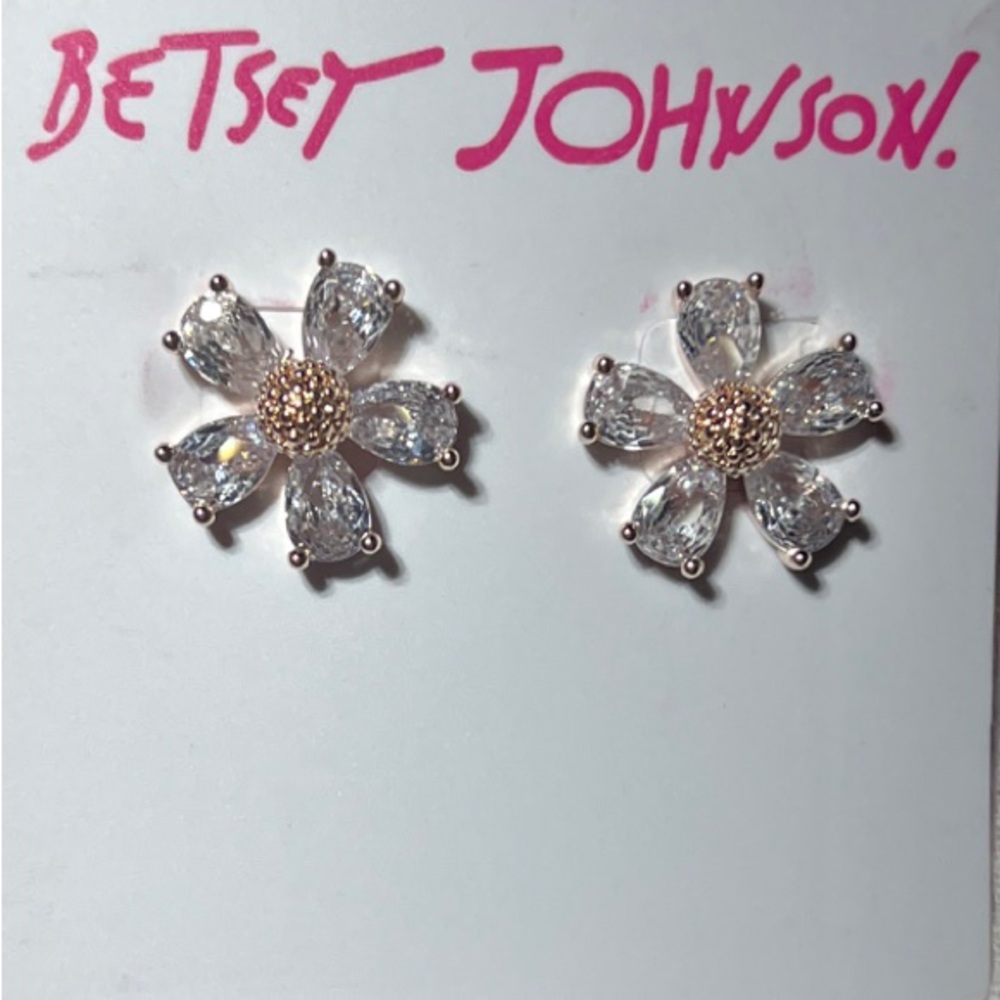 Betsey Johnson Crystal Flower Earrings